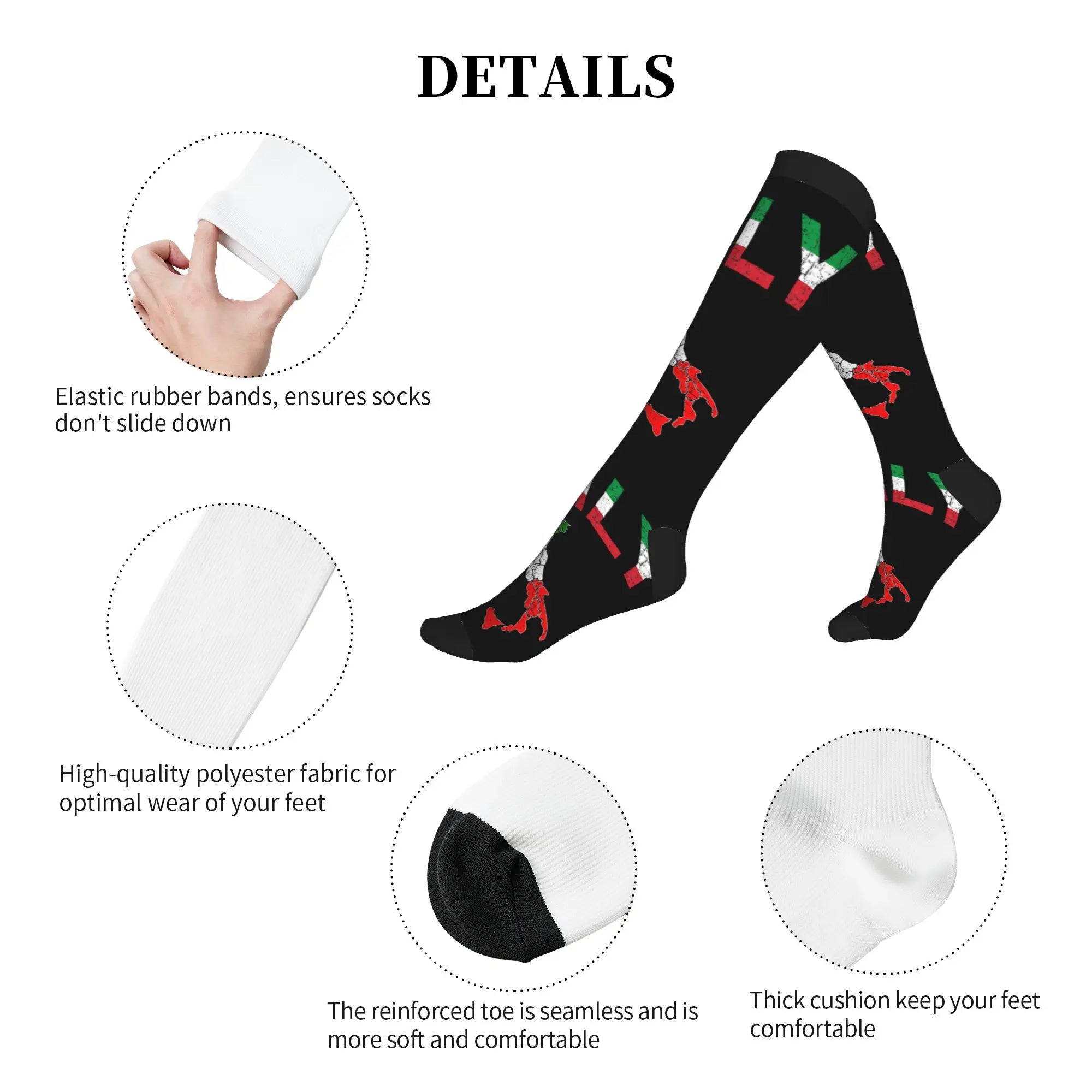 Fun Mens Italy Flag Vintage Italian Italia Dress Socks Unisex Breathbale Warm 3D Printed  Sports Compression Socks