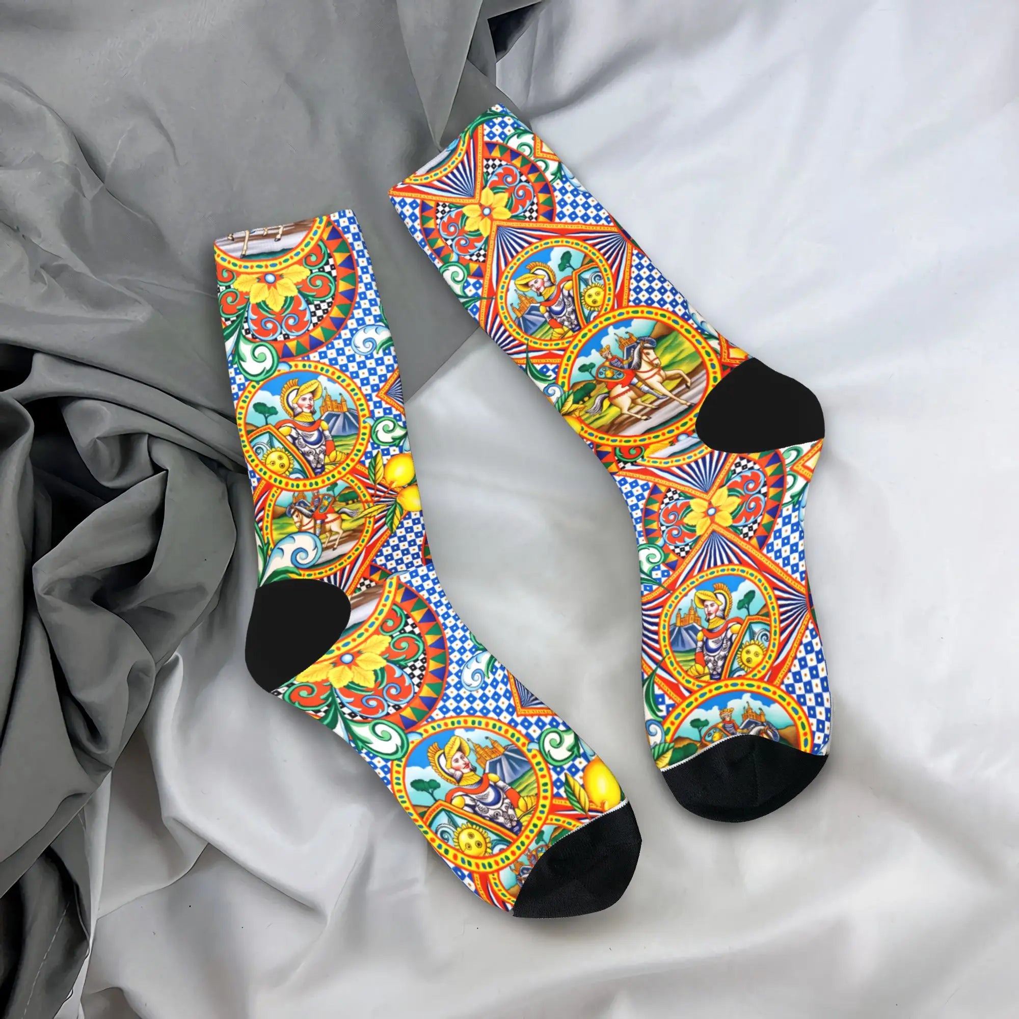 Italy Cute Print Sicilia Sicily Love Trinacria Socks Harajuku Stockings Autumn Non Slip Men Socks Warm Soft Outdoor Socks