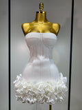 Women Sexy Strapless Backless Flower Embellished Mini Bandage Dress Bodycon Celebrity Party Cocktail Evening Party Club Dresses