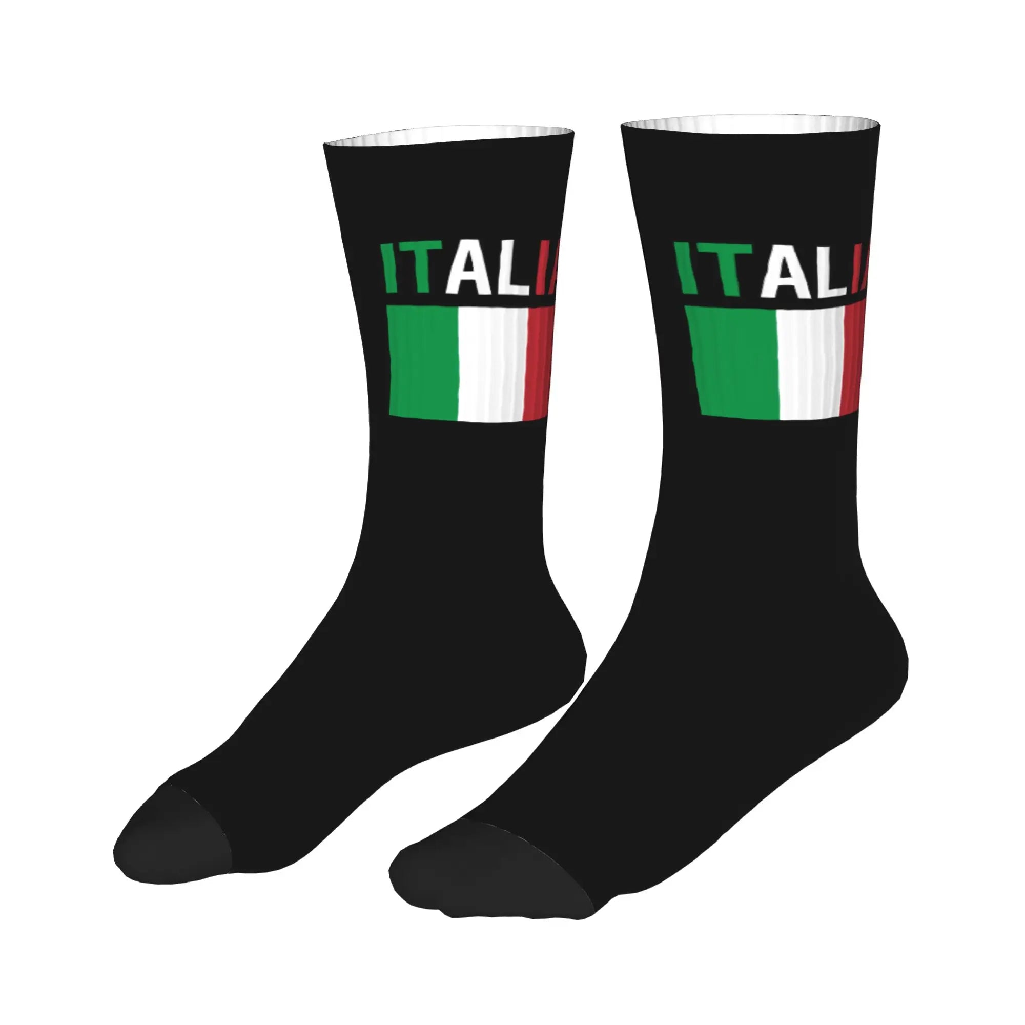 Fun Printing Italy Flag Socks for Women Men Stretch Summer Autumn Winter Italian Proud Crew Socks