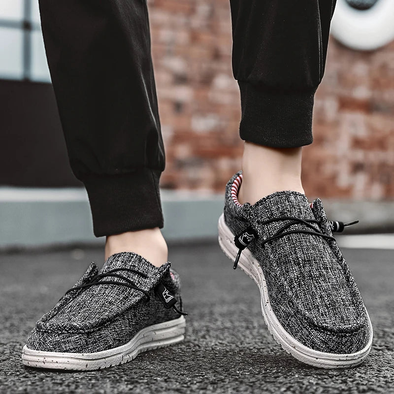 Brand Men Casual Shoes Fashion Denim Canvas Shoes Breathable Men Walking Flat Shoes Outdoor Large Size Light Men's Shoes Loafers