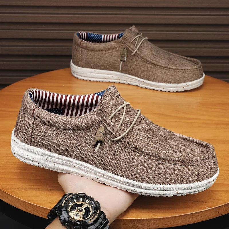 Brand Men Casual Shoes Fashion Denim Canvas Shoes Breathable Men Walking Flat Shoes Outdoor Large Size Light Men's Shoes Loafers