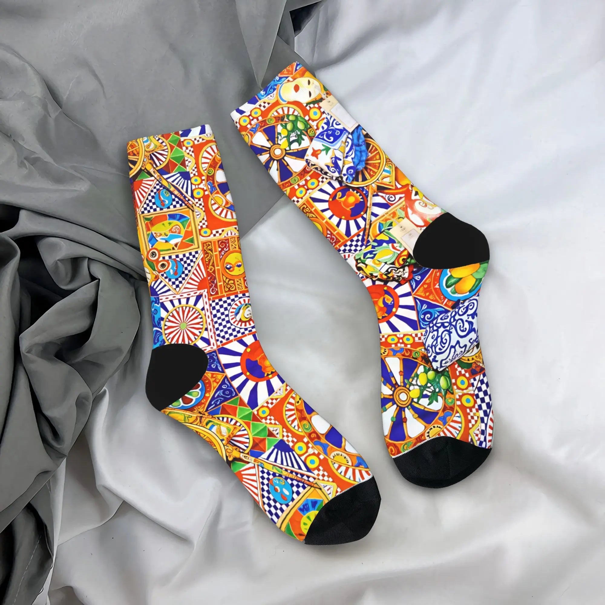Italy Cute Print Sicilia Sicily Love Trinacria Socks Harajuku Stockings Autumn Non Slip Men Socks Warm Soft Outdoor Socks