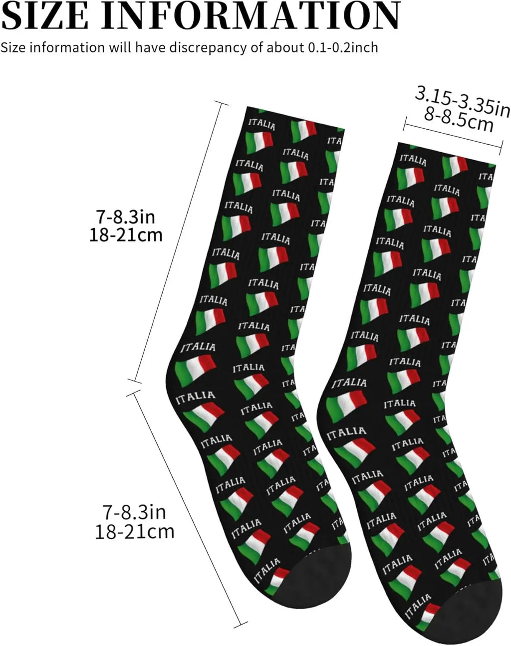 Italia Italy Italian Flag Unisex Casual Crew Socks Patterned Athletic Socks