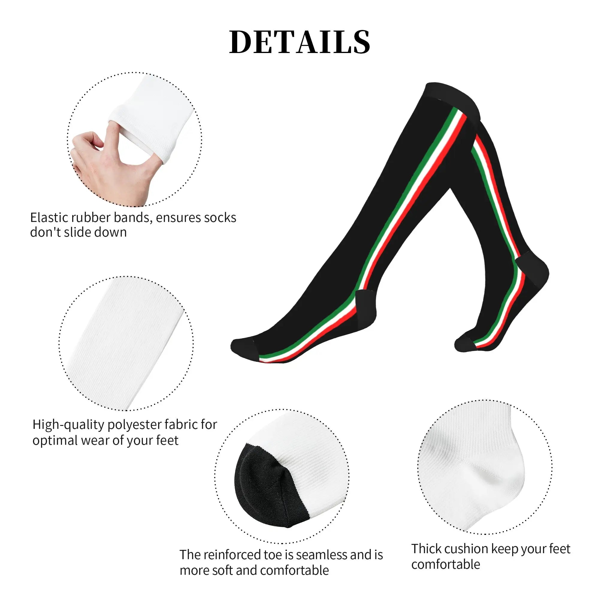 Funny Mens Minimalist Italian Flag Italy Dress Socks Unisex Comfortable Warm 3D Print Patriotic Sports Compression Socks