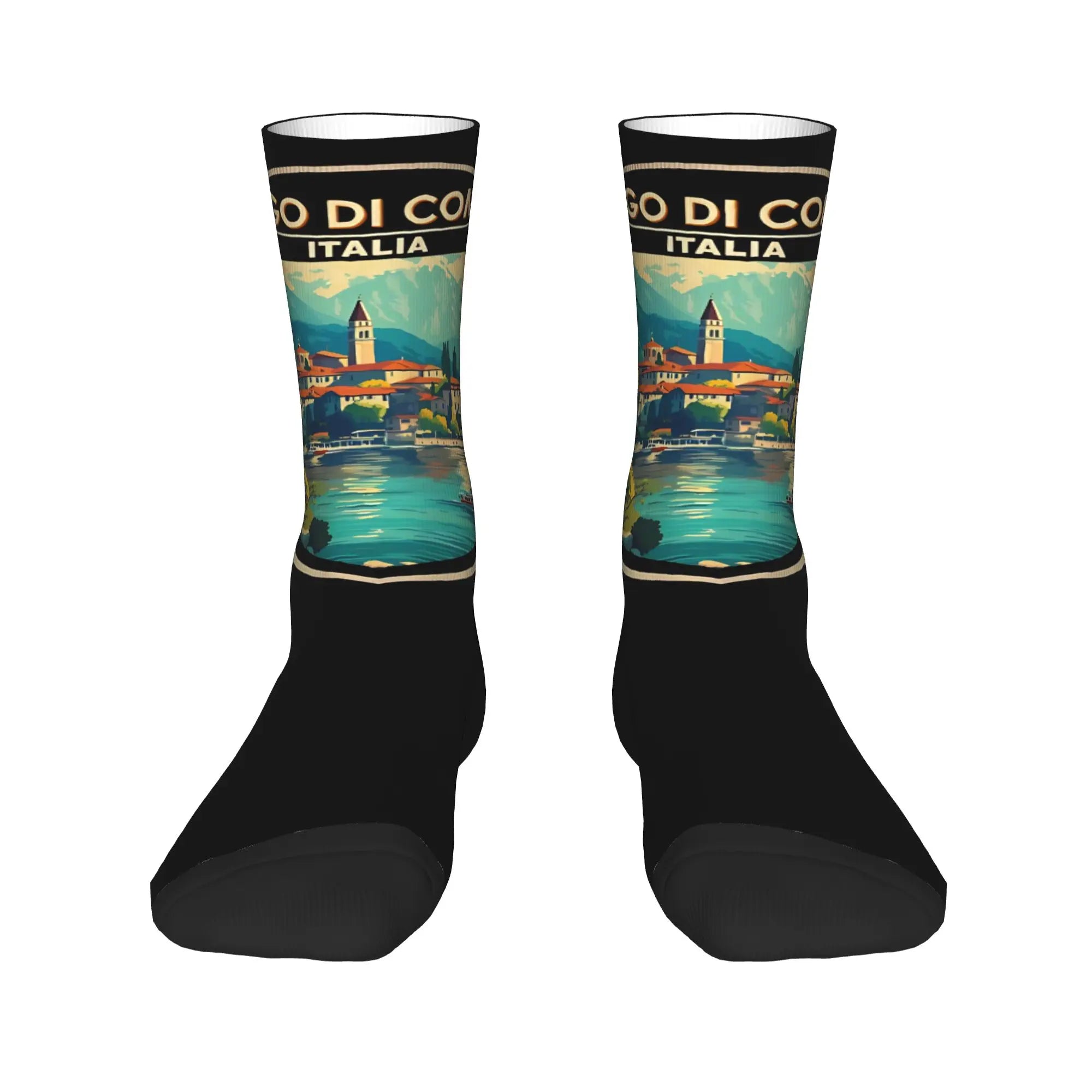 New Men's Socks Casual Lago Di Como Italia Italy Lake Como Sock Polyester  High Quality Women Socks Spring Summer Autumn Winter