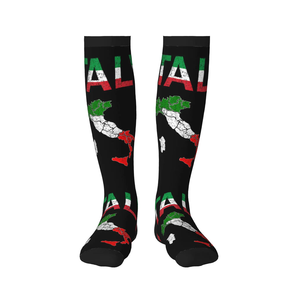 Fun Mens Italy Flag Vintage Italian Italia Dress Socks Unisex Breathbale Warm 3D Printed  Sports Compression Socks
