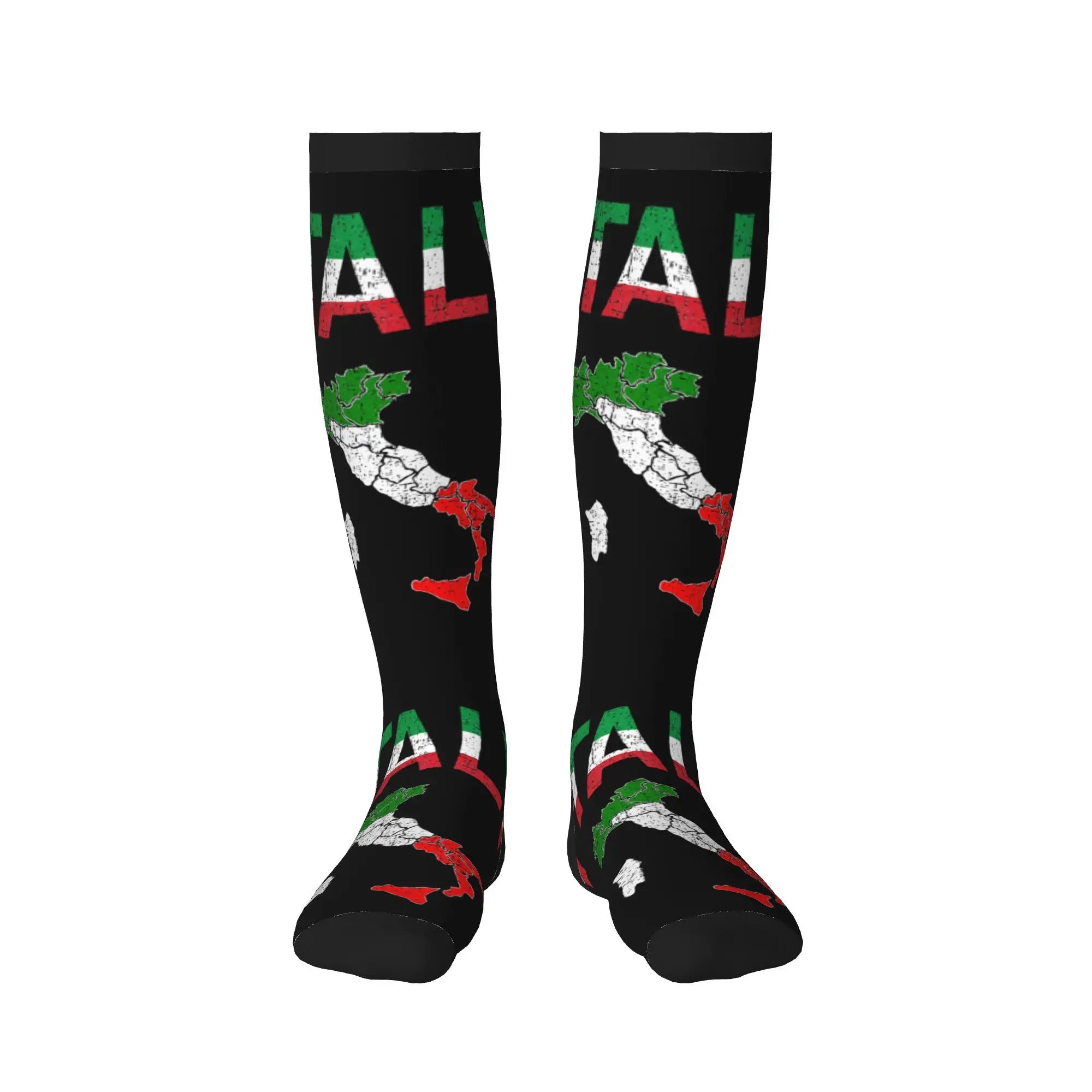 Fun Mens Italy Flag Vintage Italian Italia Dress Socks Unisex Breathbale Warm 3D Printed  Sports Compression Socks