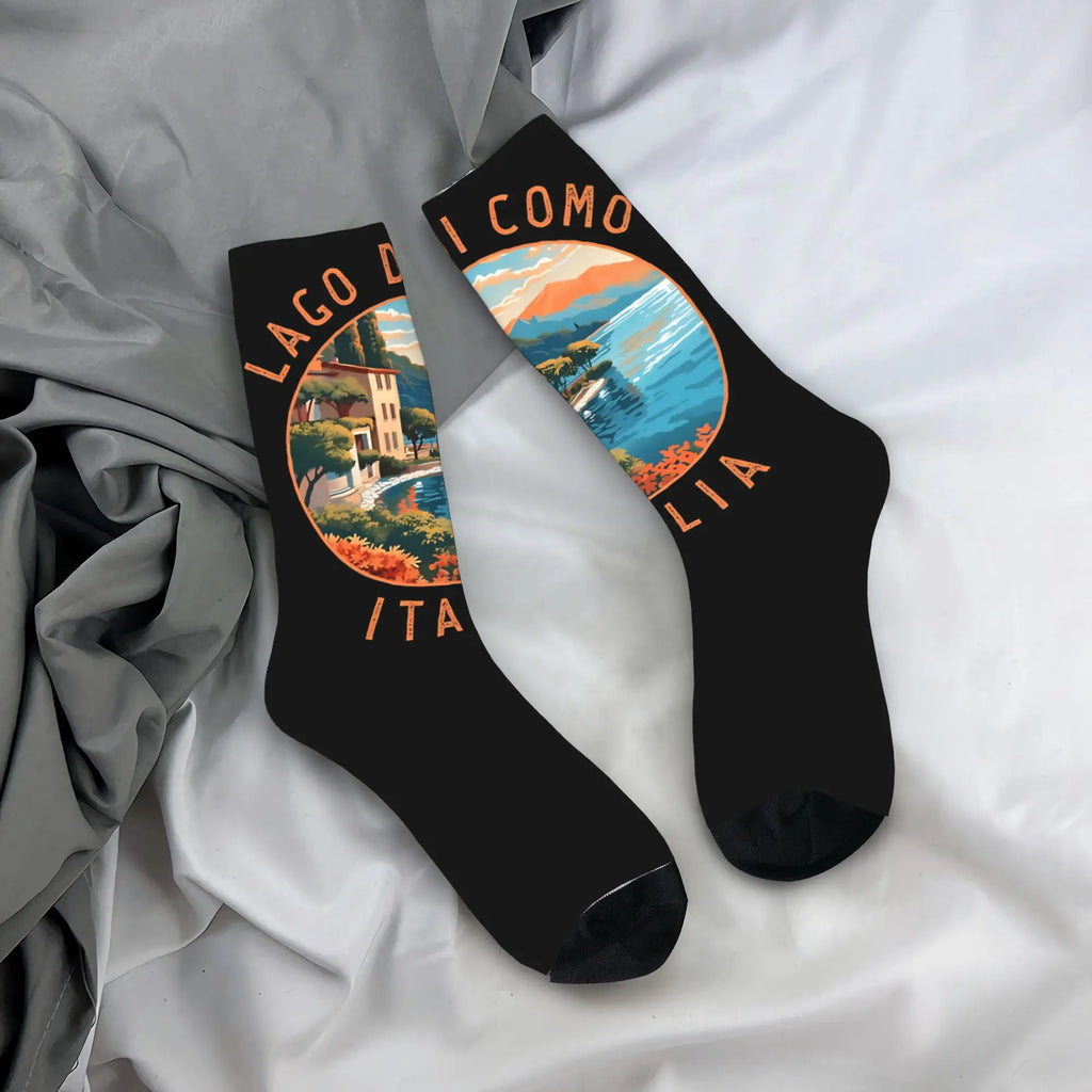 Fashion Male Men Socks Harajuku Lago Di Como Italia Italy Lake Como Sock Polyester  Skateboard Women Socks Spring Summer Autumn