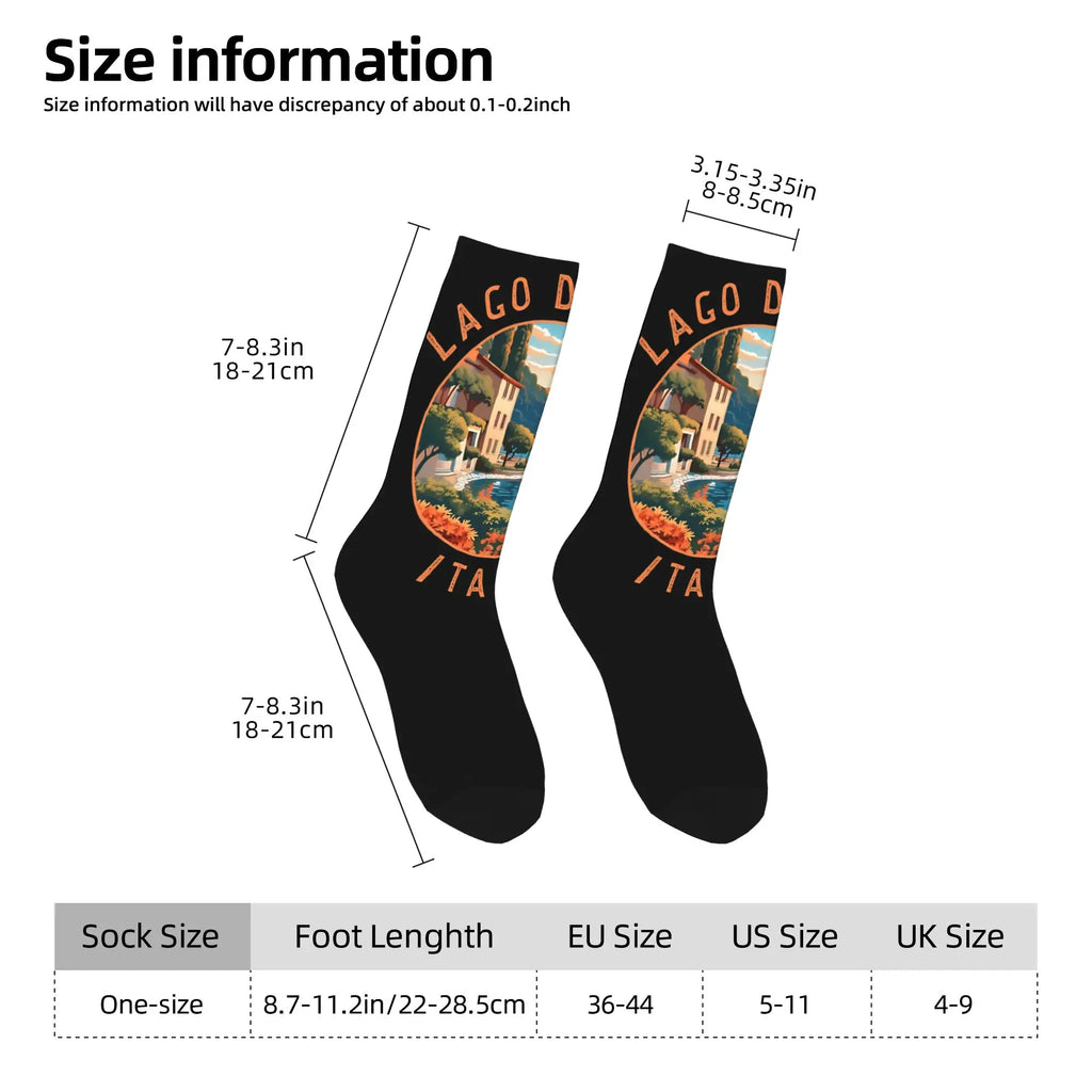 Fashion Male Men Socks Harajuku Lago Di Como Italia Italy Lake Como Sock Polyester  Skateboard Women Socks Spring Summer Autumn