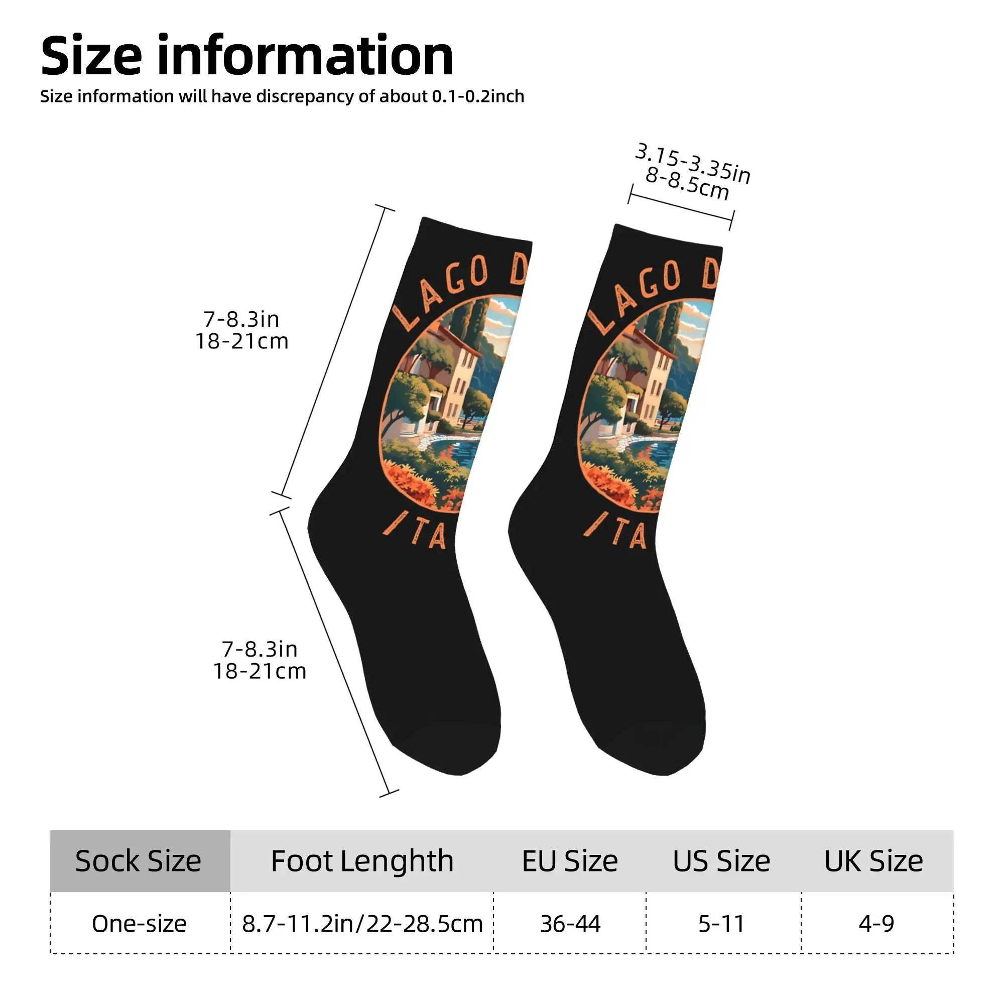 Fashion Male Men Socks Harajuku Lago Di Como Italia Italy Lake Como Sock Polyester  Skateboard Women Socks Spring Summer Autumn