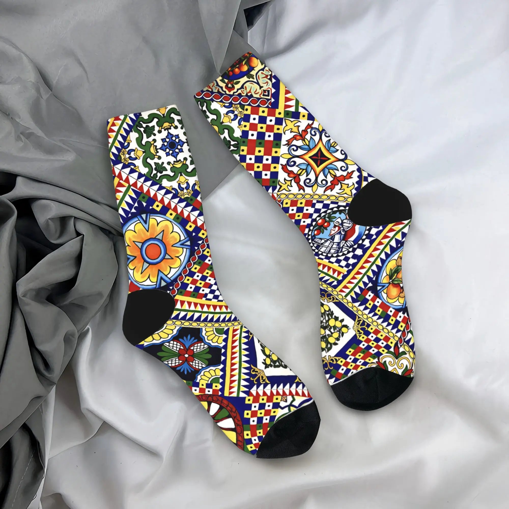 Italy Cute Print Sicilia Sicily Love Trinacria Socks Harajuku Stockings Autumn Non Slip Men Socks Warm Soft Outdoor Socks