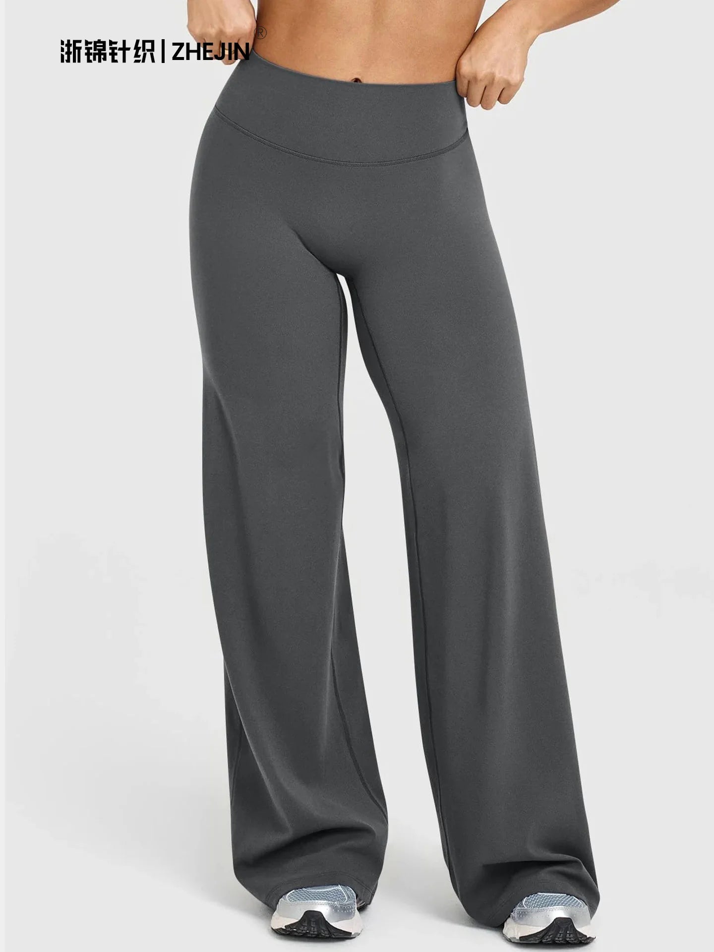 High Waisted Wide Leg Yoga Pants Women Butt Lift Coffee Brown Workout Trousers Flare Leggings Tummy Control Gym Fitness Wear