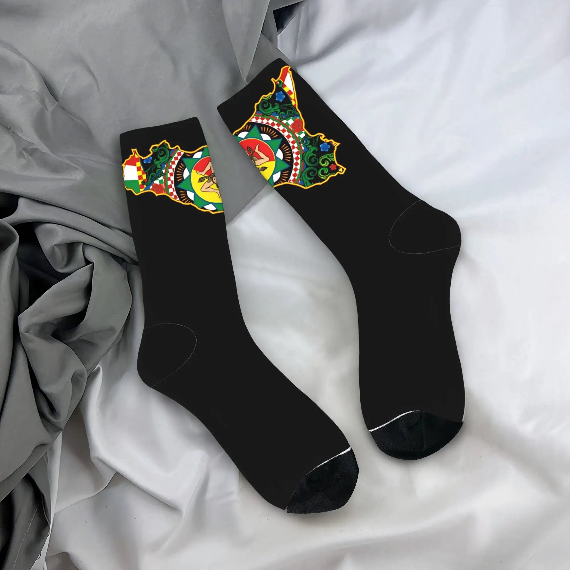Italy Cute Print Sicilia Sicily Love Trinacria Socks Harajuku Stockings Autumn Non Slip Men Socks Warm Soft Outdoor Socks