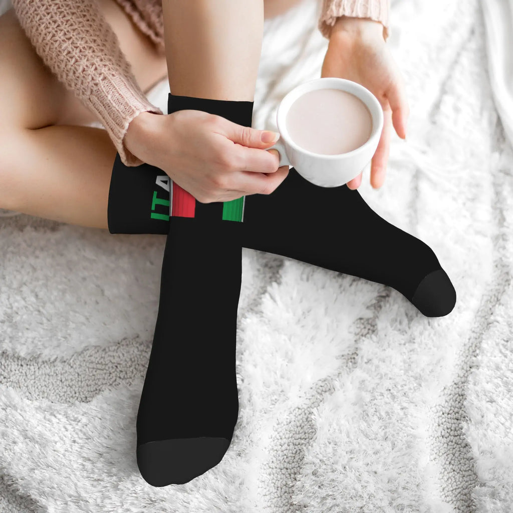 Fun Printing Italy Flag Socks for Women Men Stretch Summer Autumn Winter Italian Proud Crew Socks