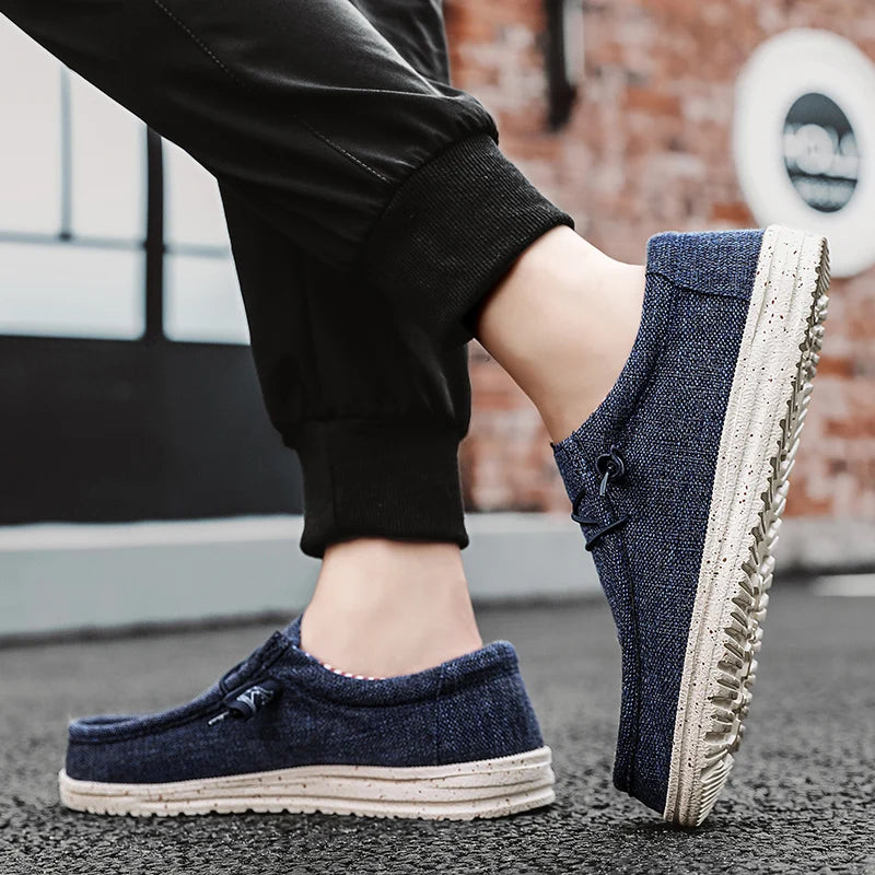 Brand Men Casual Shoes Fashion Denim Canvas Shoes Breathable Men Walking Flat Shoes Outdoor Large Size Light Men's Shoes Loafers