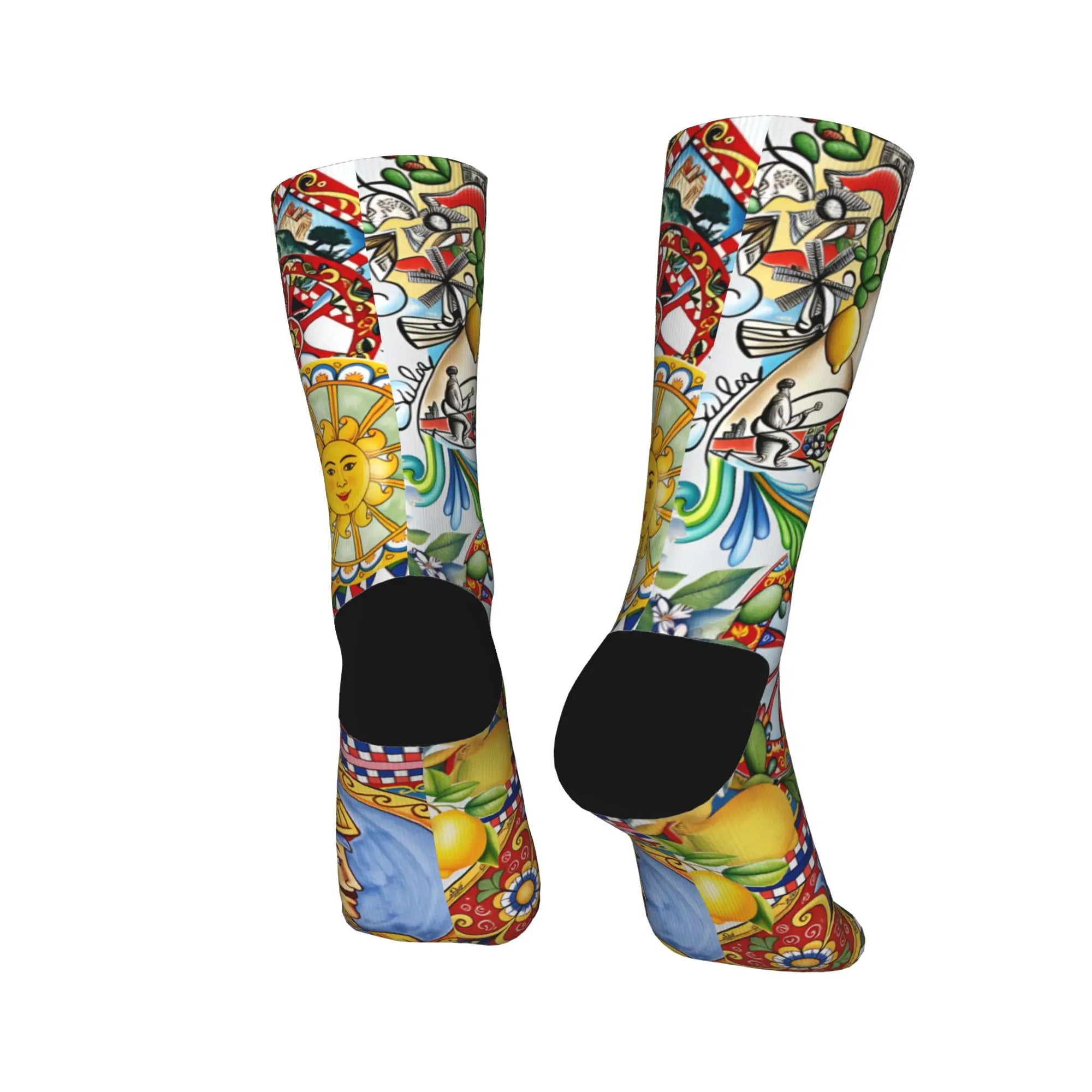 Italy Cute Print Sicilia Sicily Love Trinacria Socks Harajuku Stockings Autumn Non Slip Men Socks Warm Soft Outdoor Socks