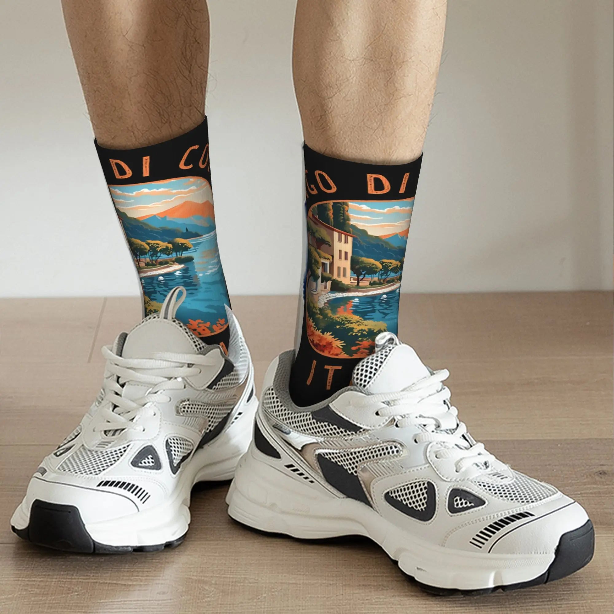 Fashion Male Men Socks Harajuku Lago Di Como Italia Italy Lake Como Sock Polyester  Skateboard Women Socks Spring Summer Autumn