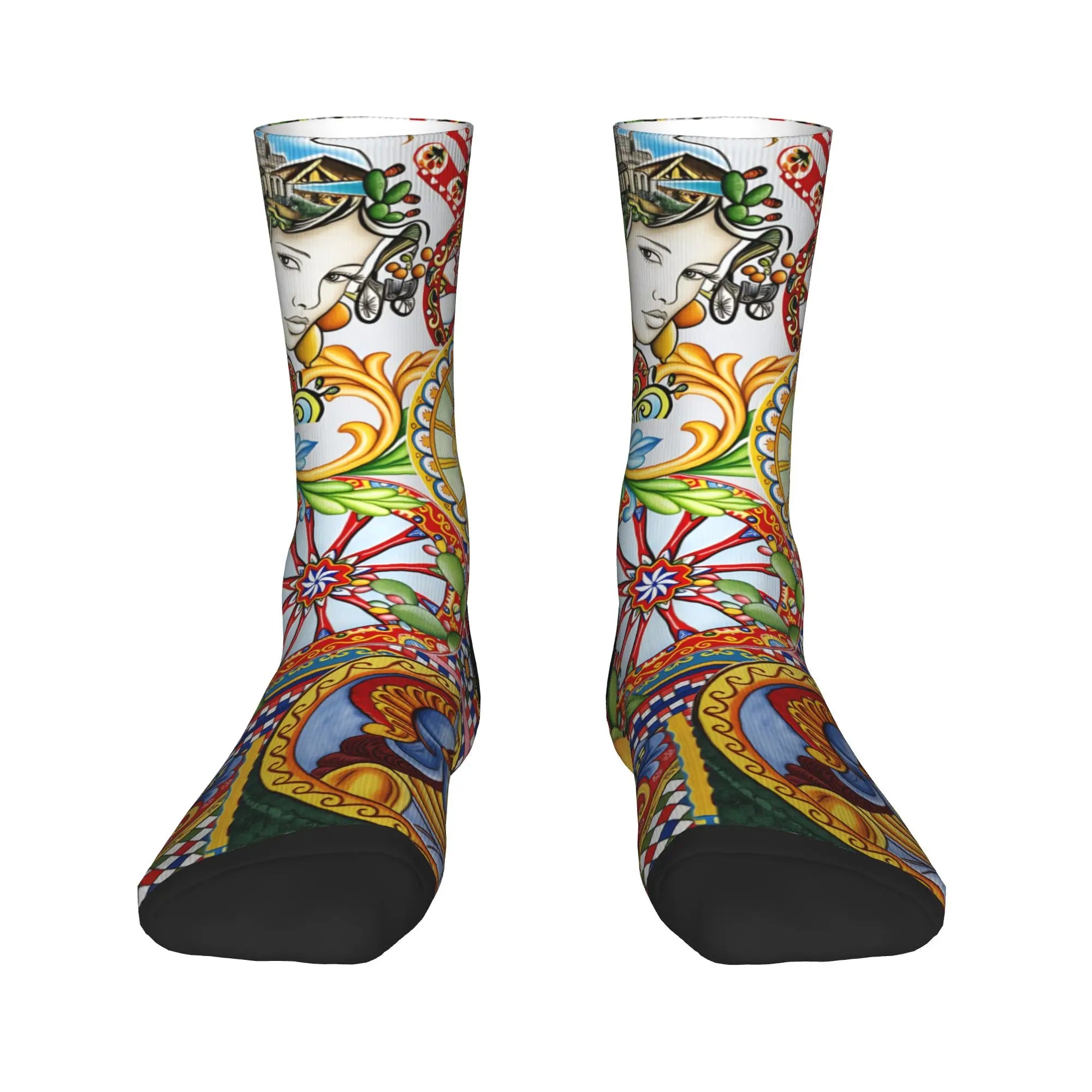 Italy Cute Print Sicilia Sicily Love Trinacria Socks Harajuku Stockings Autumn Non Slip Men Socks Warm Soft Outdoor Socks