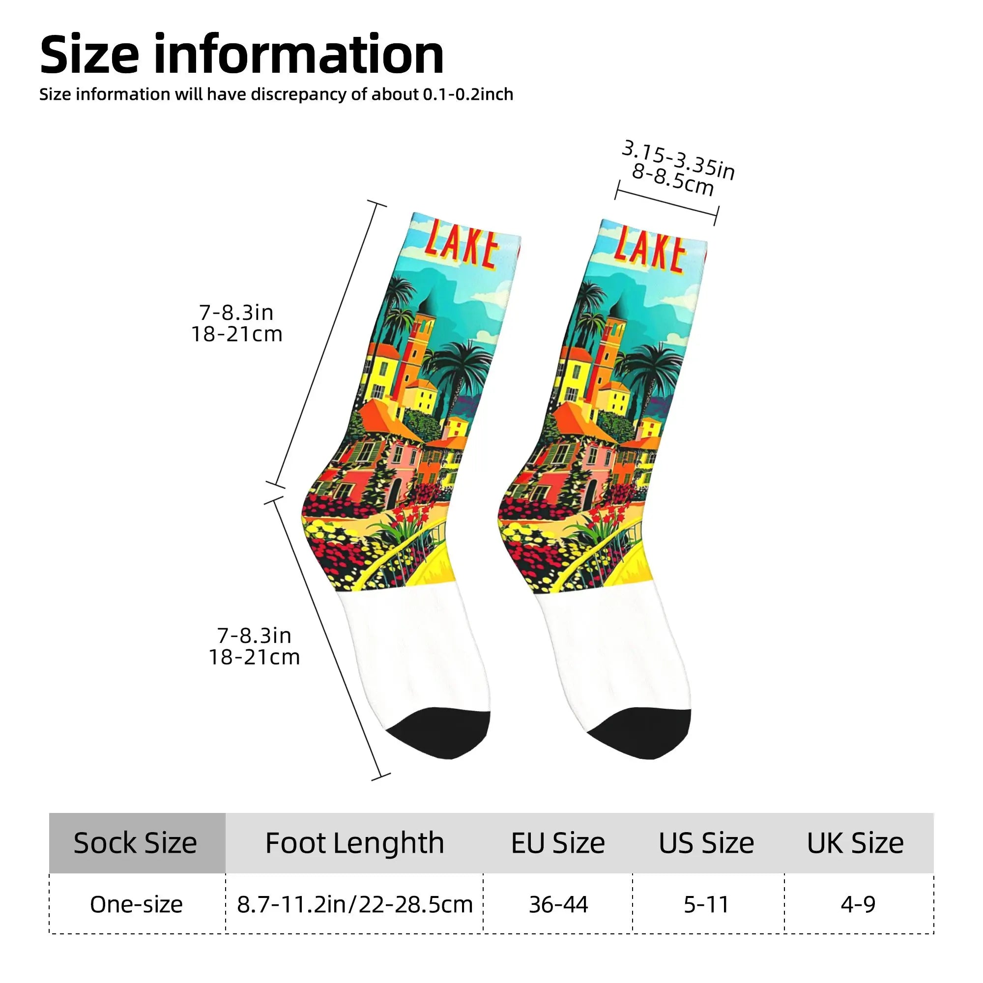 Winter Warm Harajuku Women Men Lago Di Como Italia Italy Lake Como Socks  Breathable Soccer Socks