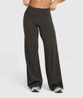 High Waisted Wide Leg Yoga Pants Women Butt Lift Coffee Brown Workout Trousers Flare Leggings Tummy Control Gym Fitness Wear
