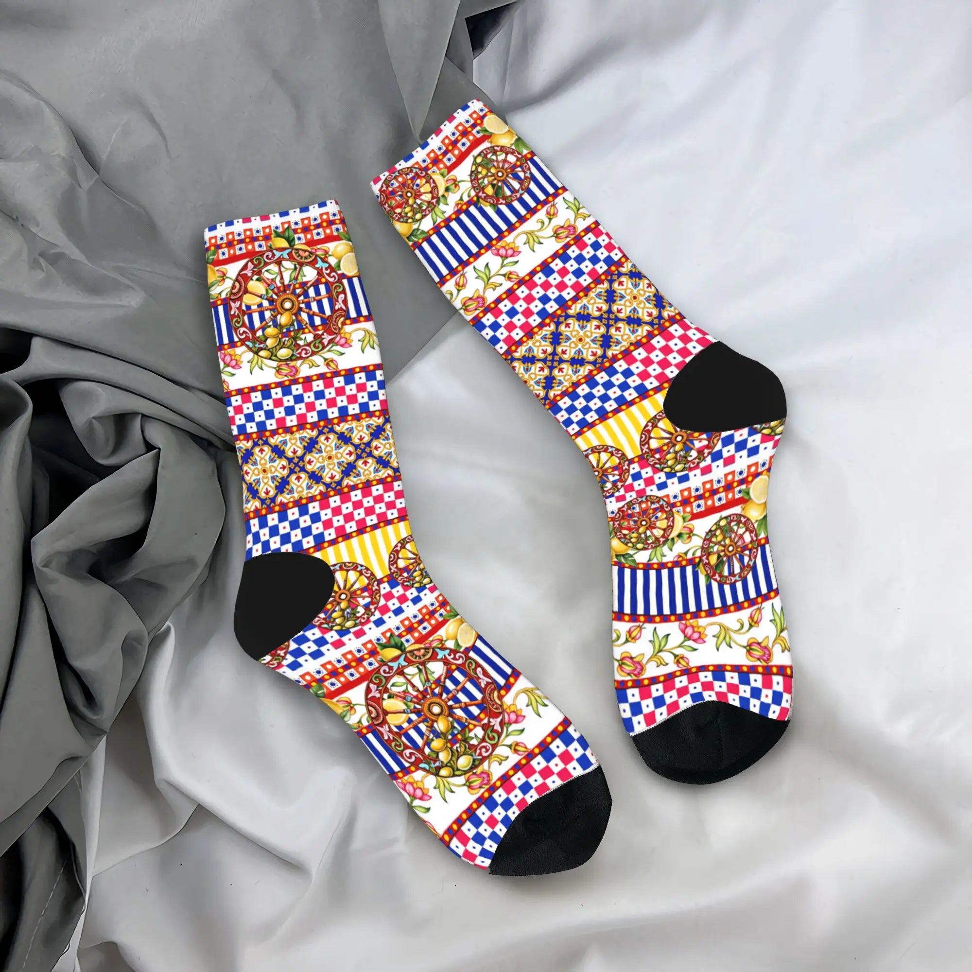 Italy Cute Print Sicilia Sicily Love Trinacria Socks Harajuku Stockings Autumn Non Slip Men Socks Warm Soft Outdoor Socks