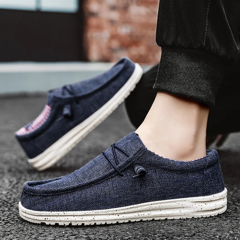 Brand Men Casual Shoes Fashion Denim Canvas Shoes Breathable Men Walking Flat Shoes Outdoor Large Size Light Men's Shoes Loafers