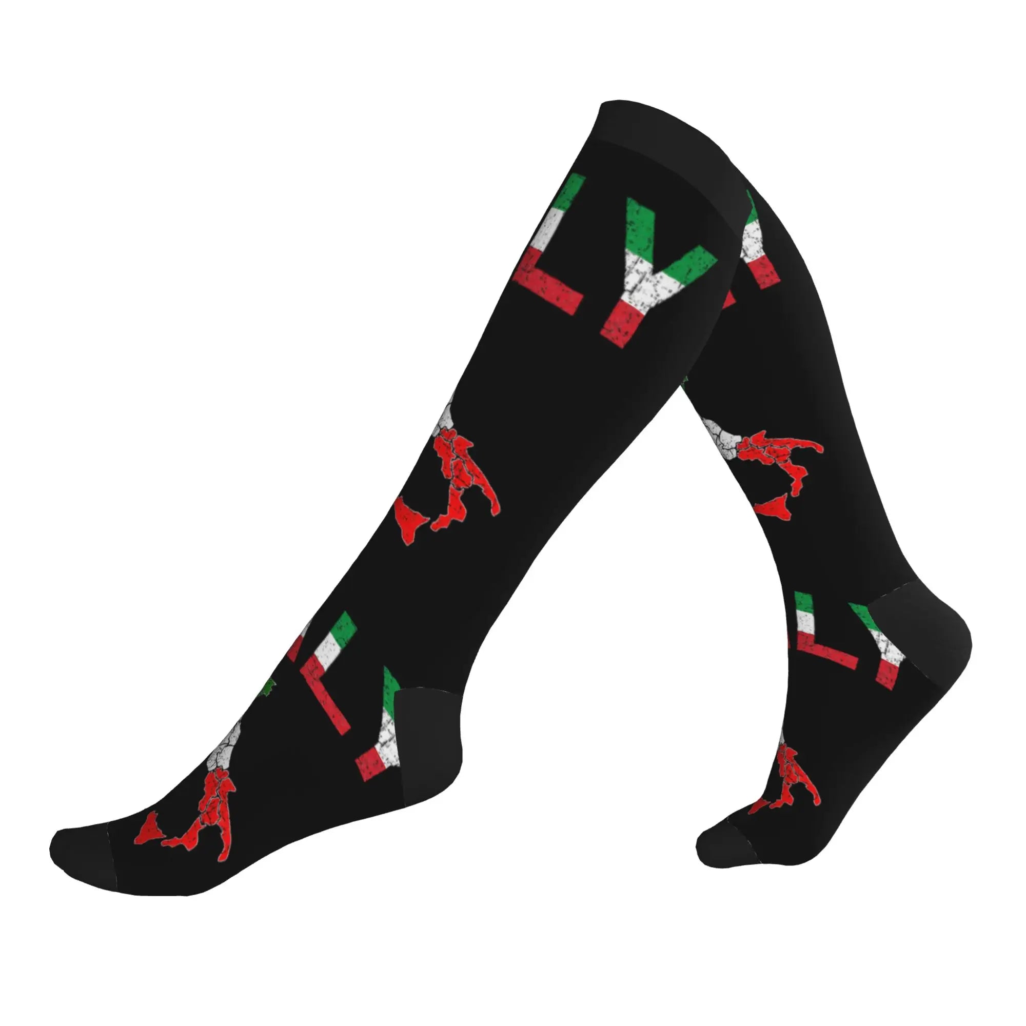 Funny Mens Minimalist Italian Flag Italy Dress Socks Unisex Comfortable Warm 3D Print Patriotic Sports Compression Socks