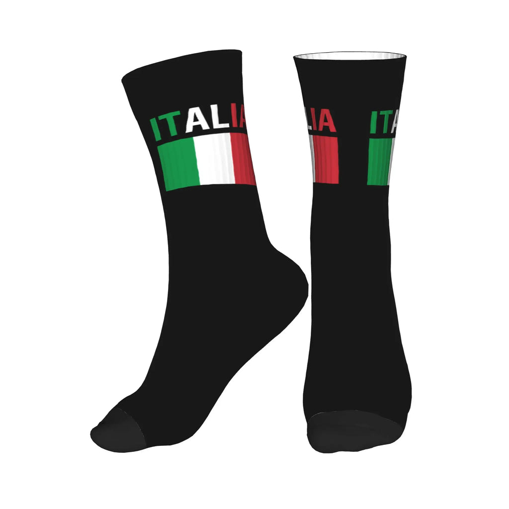 Fun Printing Italy Flag Socks for Women Men Stretch Summer Autumn Winter Italian Proud Crew Socks