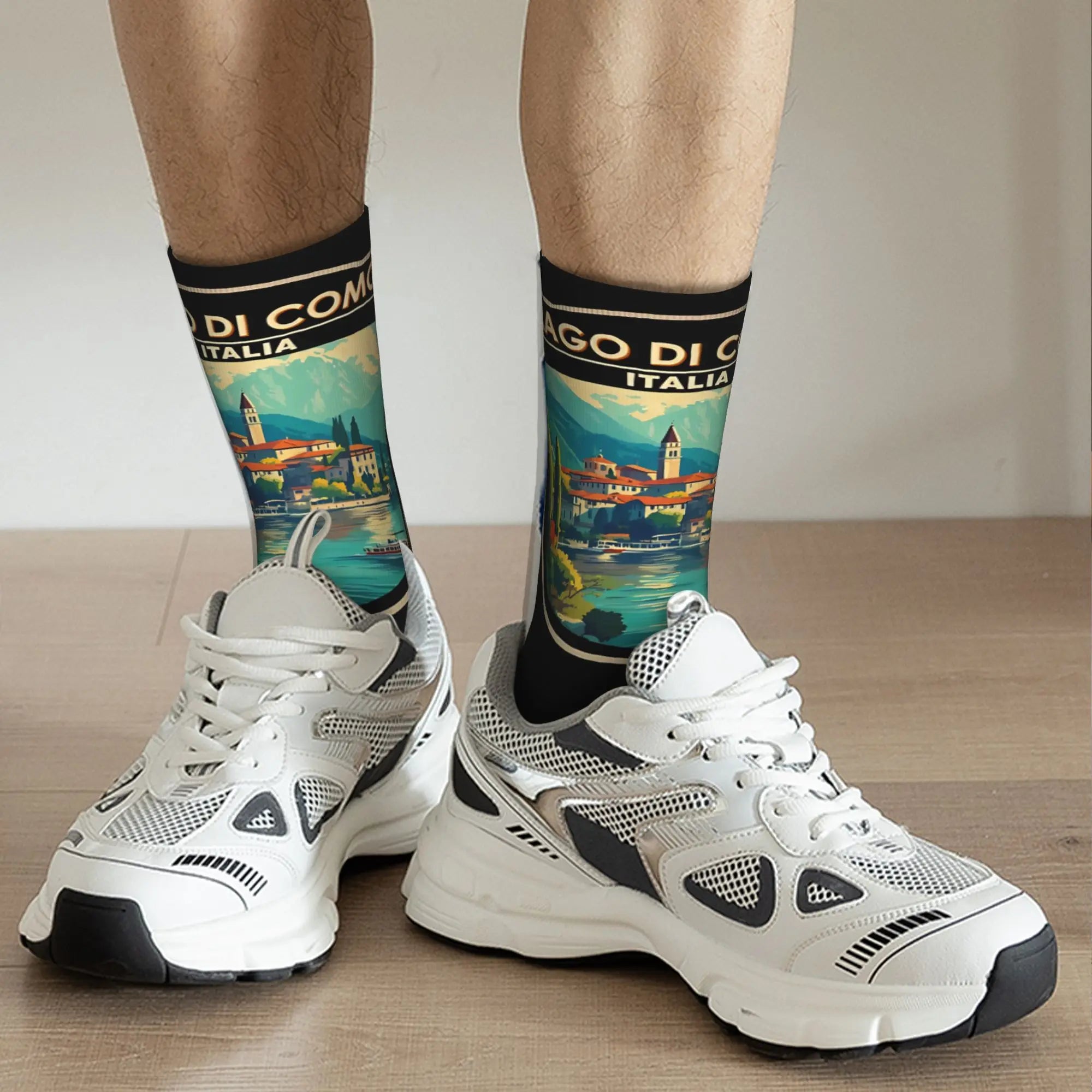 New Men's Socks Casual Lago Di Como Italia Italy Lake Como Sock Polyester  High Quality Women Socks Spring Summer Autumn Winter