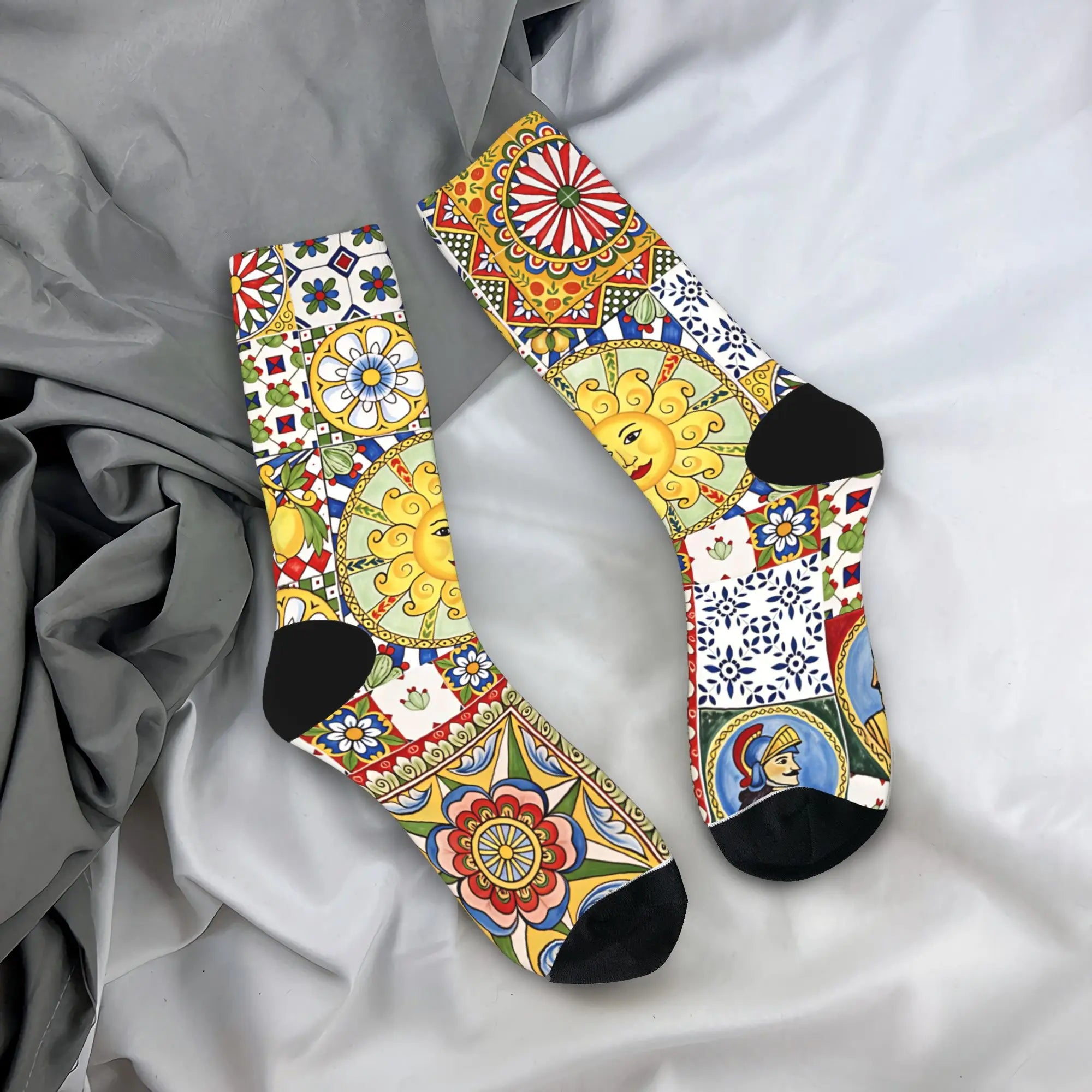 Italy Cute Print Sicilia Sicily Love Trinacria Socks Harajuku Stockings Autumn Non Slip Men Socks Warm Soft Outdoor Socks