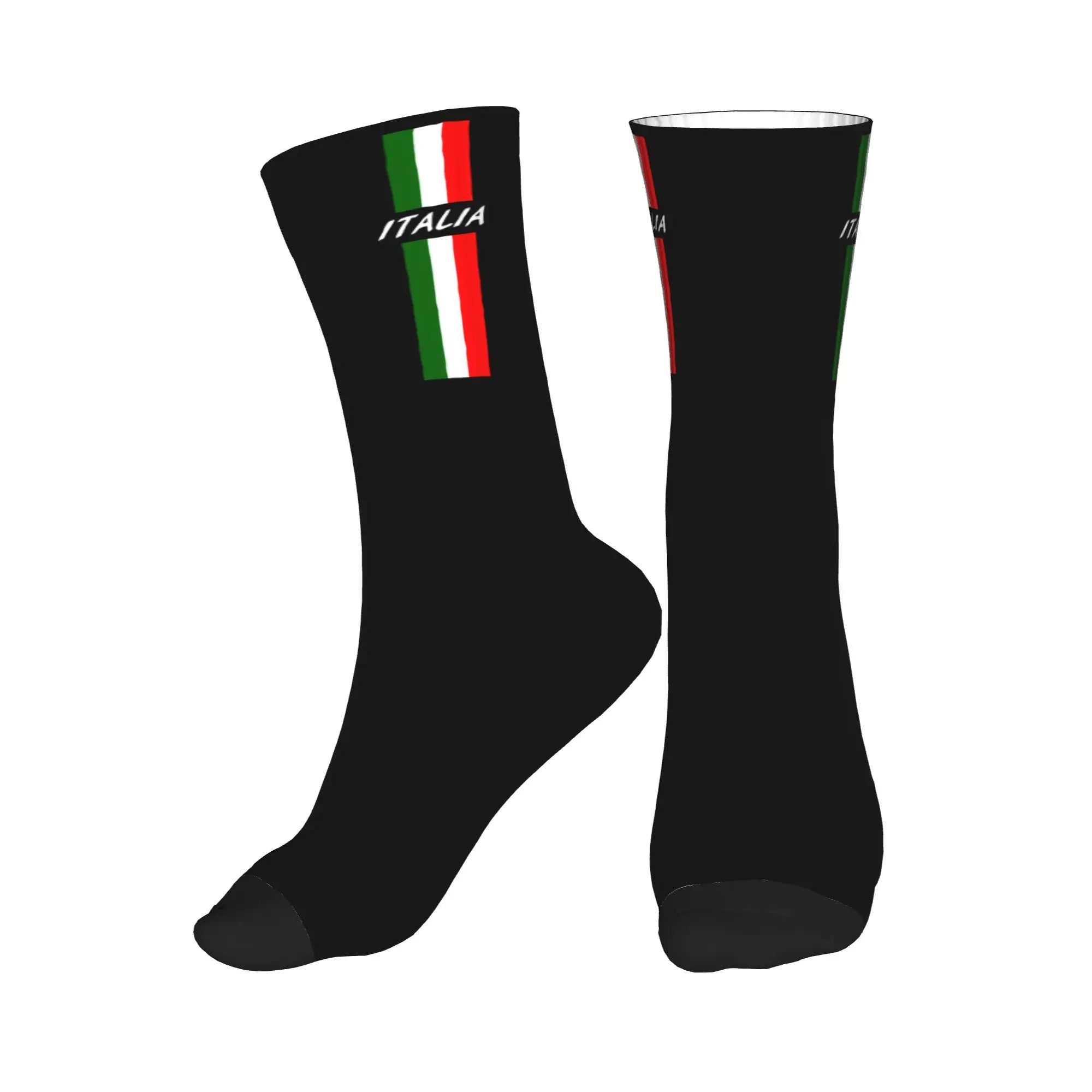 Fun Printing Italy Flag Socks for Women Men Stretch Summer Autumn Winter Italian Proud Crew Socks
