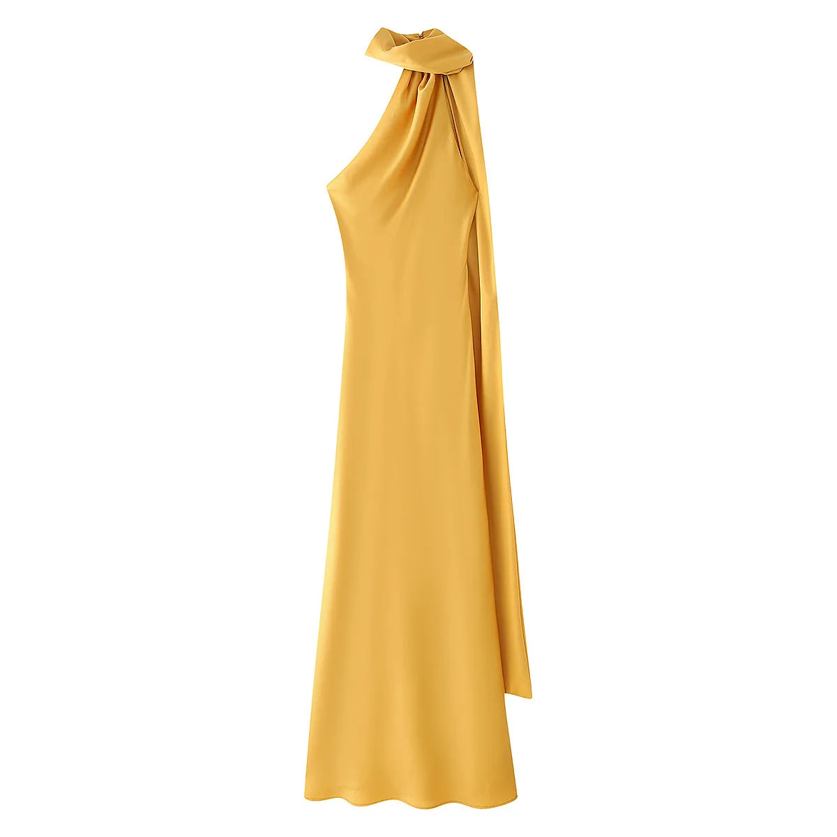 Satin Ribbon Long Dresses Women's Backless Casual Silk Dress Evening Wedding Guest Blue Green Black Yellow Red Pink Summer Prom