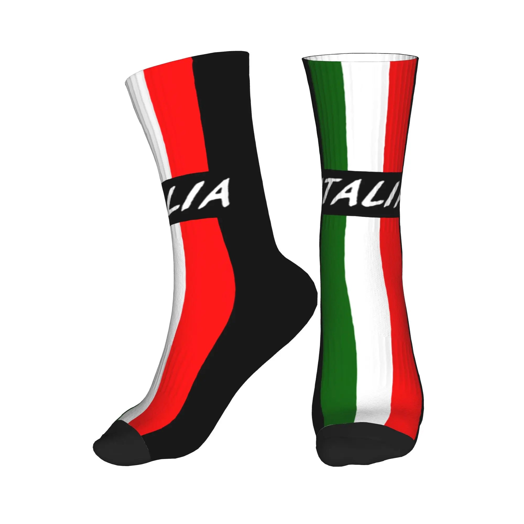 Fun Printing Italy Flag Socks for Women Men Stretch Summer Autumn Winter Italian Proud Crew Socks