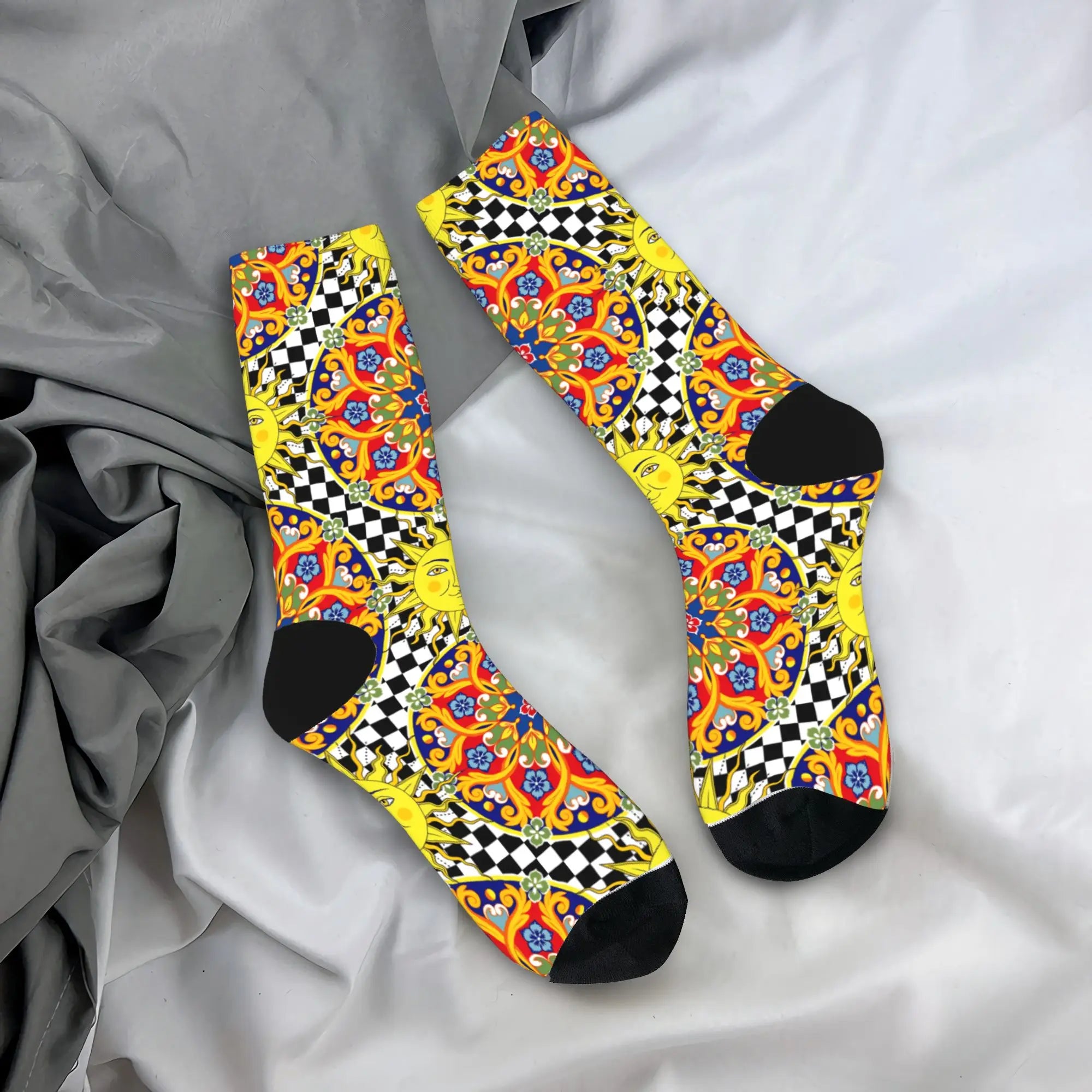 Italy Cute Print Sicilia Sicily Love Trinacria Socks Harajuku Stockings Autumn Non Slip Men Socks Warm Soft Outdoor Socks