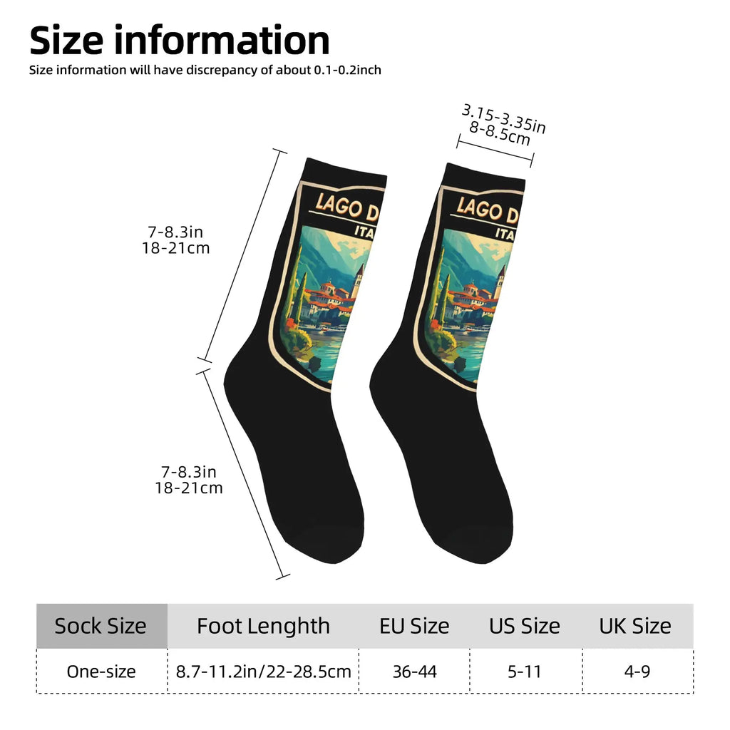 New Men's Socks Casual Lago Di Como Italia Italy Lake Como Sock Polyester  High Quality Women Socks Spring Summer Autumn Winter
