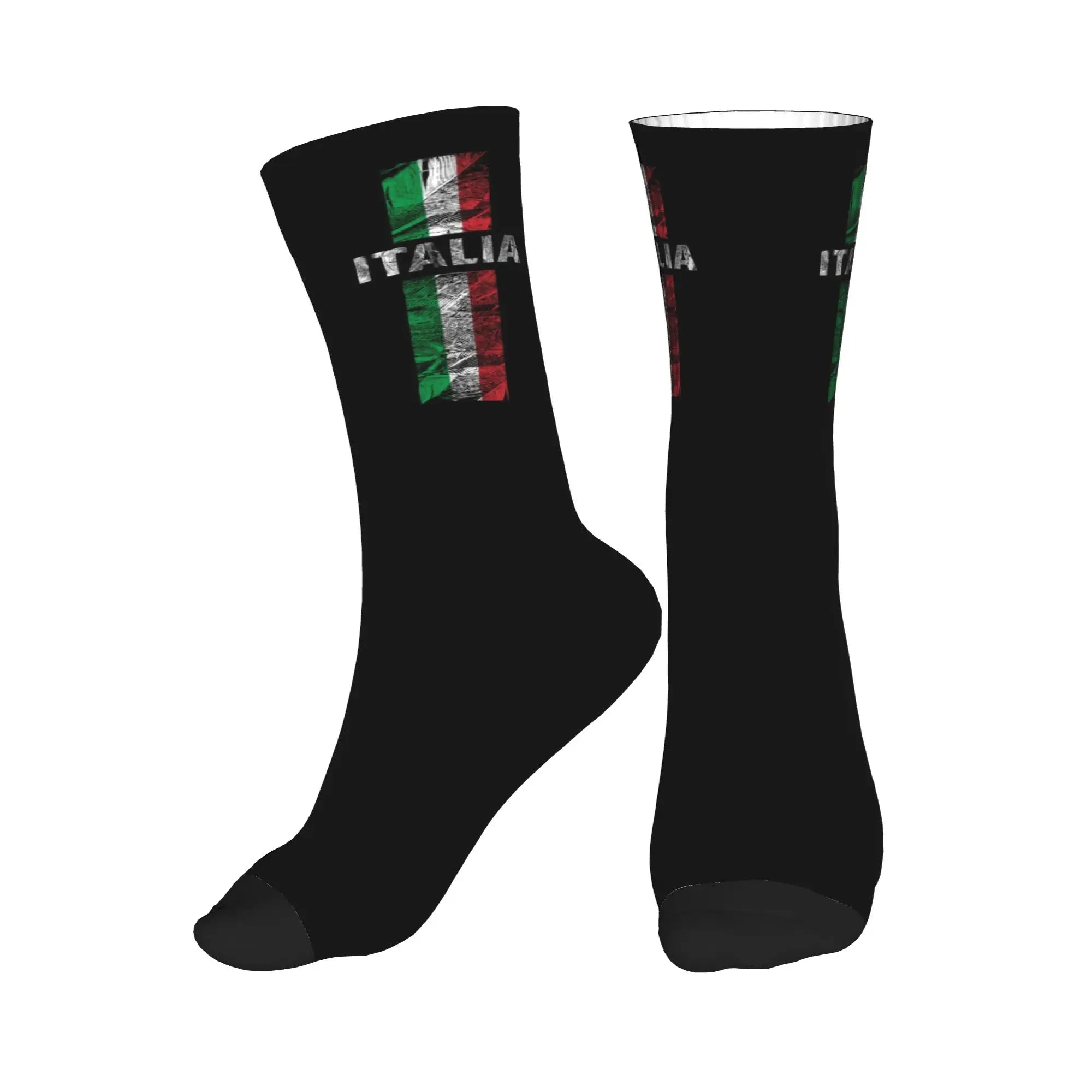 Fun Printing Italy Flag Socks for Women Men Stretch Summer Autumn Winter Italian Proud Crew Socks