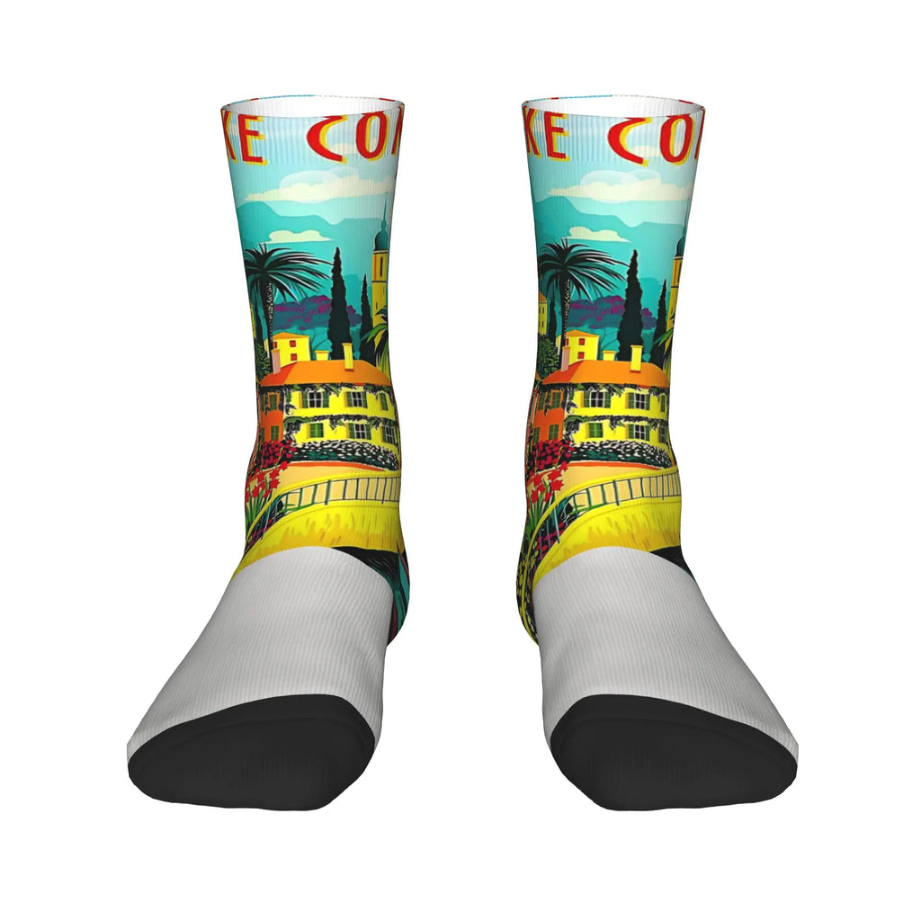 Winter Warm Harajuku Women Men Lago Di Como Italia Italy Lake Como Socks  Breathable Soccer Socks