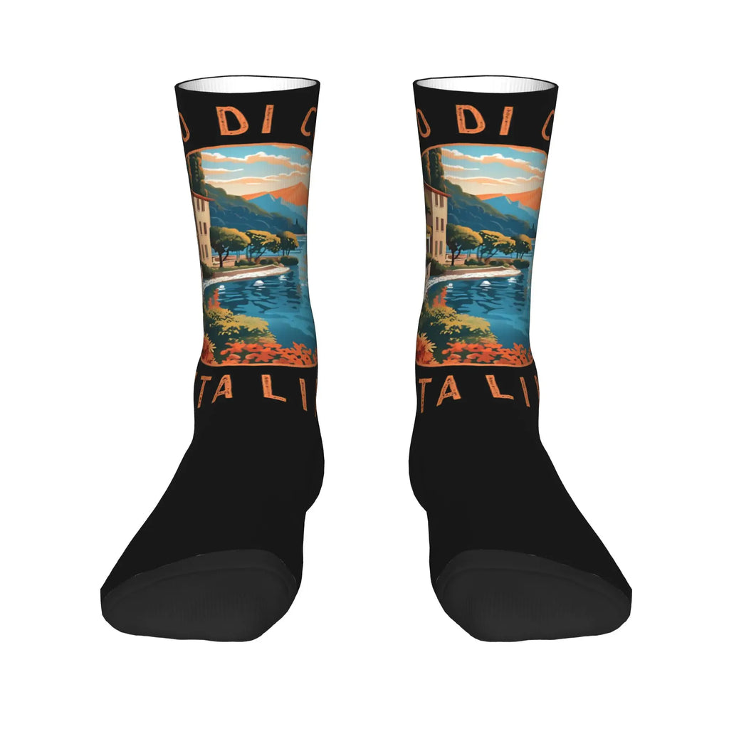 Fashion Male Men Socks Harajuku Lago Di Como Italia Italy Lake Como Sock Polyester  Skateboard Women Socks Spring Summer Autumn