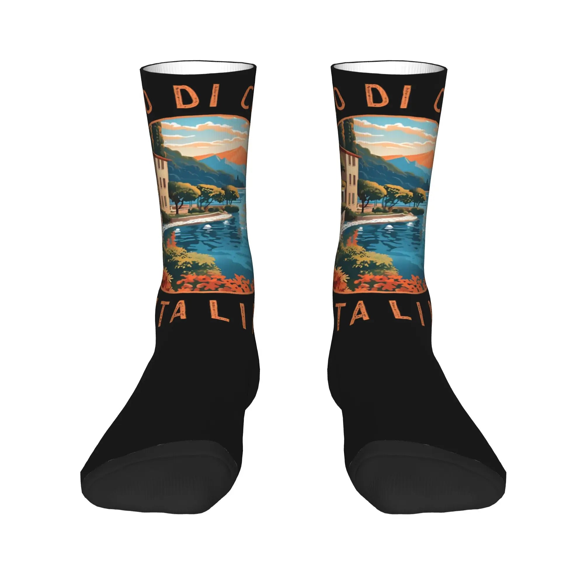 Fashion Male Men Socks Harajuku Lago Di Como Italia Italy Lake Como Sock Polyester  Skateboard Women Socks Spring Summer Autumn
