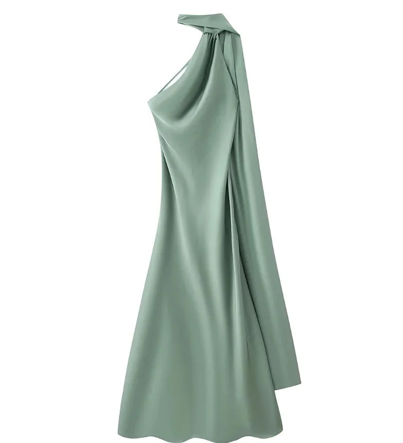 Satin Ribbon Long Dresses Women's Backless Casual Silk Dress Evening Wedding Guest Blue Green Black Yellow Red Pink Summer Prom